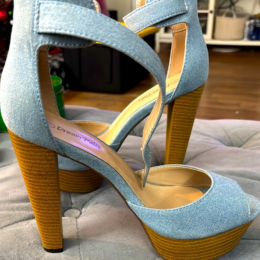 Denim Platform Sandals size 9